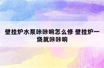 壁挂炉水泵咔咔响怎么修 壁挂炉一烧就咔咔响